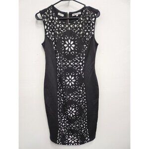 Stiletto's Womens Black Bodycon Laser Cut Dress Medium Stretch Sleeveless NEW